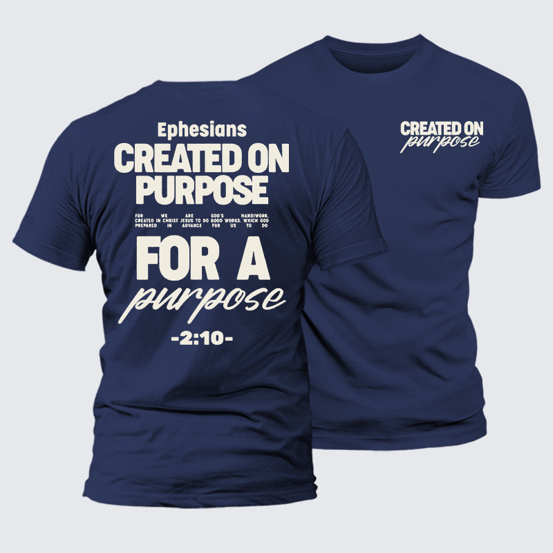 Created On Purpose Jesus God Christian Premium Mercerized Cotton Tee