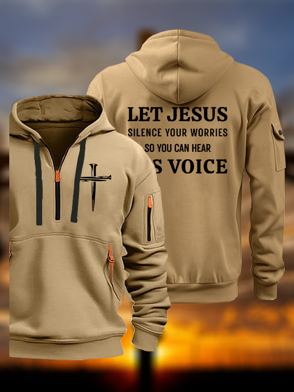 Let Jesus Silence Your Worries, So You Can Hear His Voice Jesus God Christian Zipper Hoodies