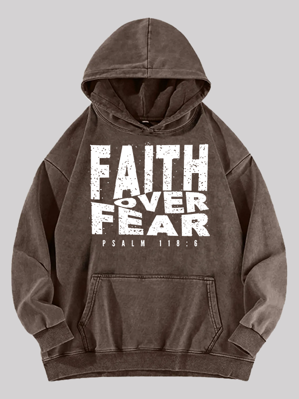 Faith Over Fear Jesus God Christian Washed Hoodie