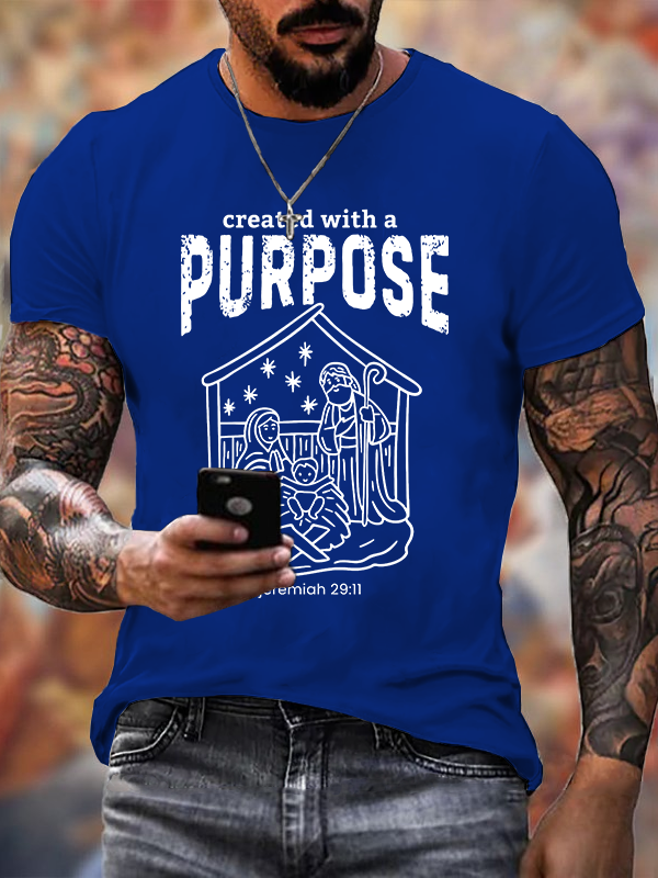 Created With A Purpose Jesus God Christian Cotton T-Shirt