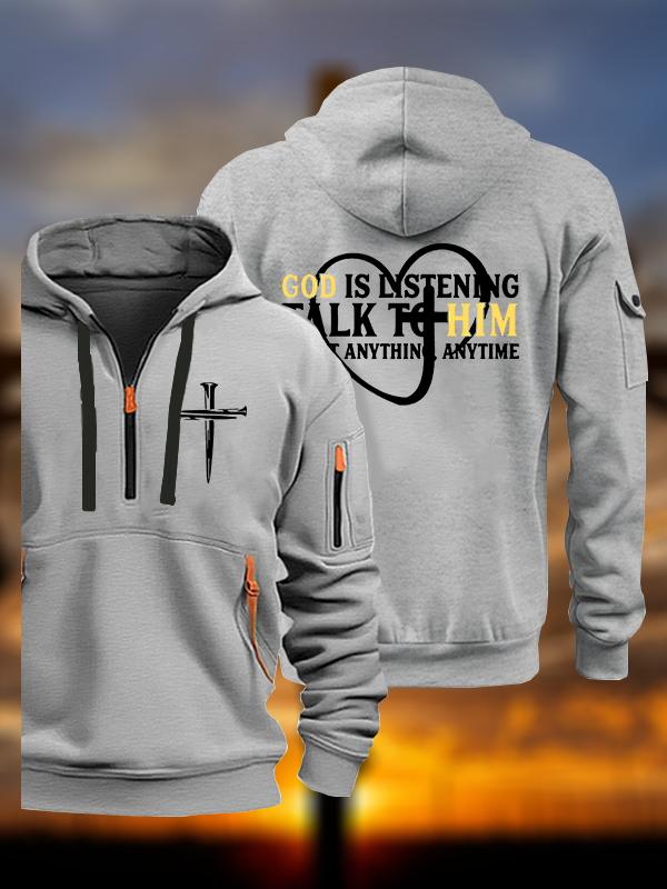 God Is Listening Talk To Him About Anything Anytime Jesus God Christian Zipper Hoodies