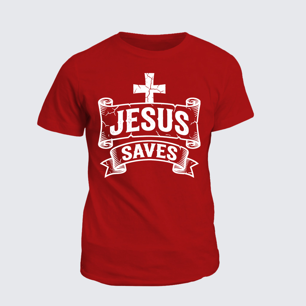 Jesus Saves Jesus God Christian Cotton T-Shirt
