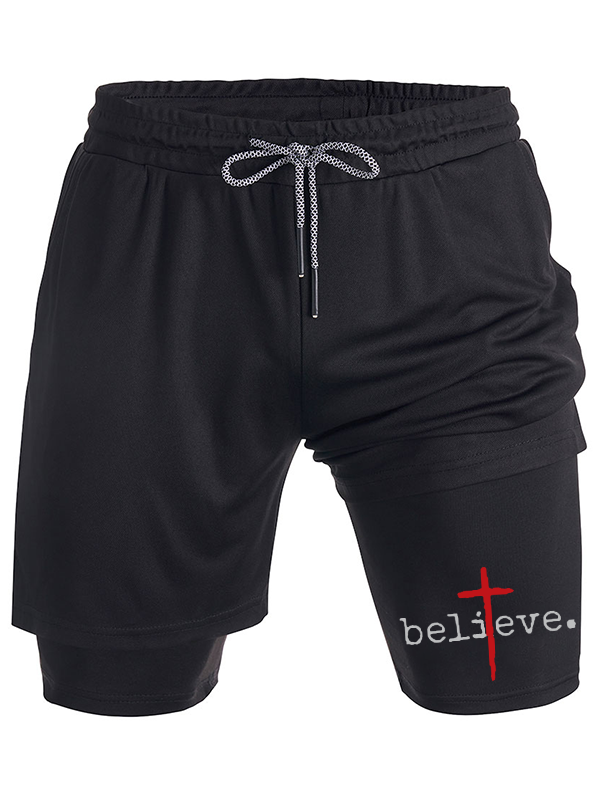 Red Cross Believe Christian Performance Shorts
