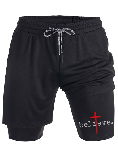 Red Cross Believe Christian Performance Shorts