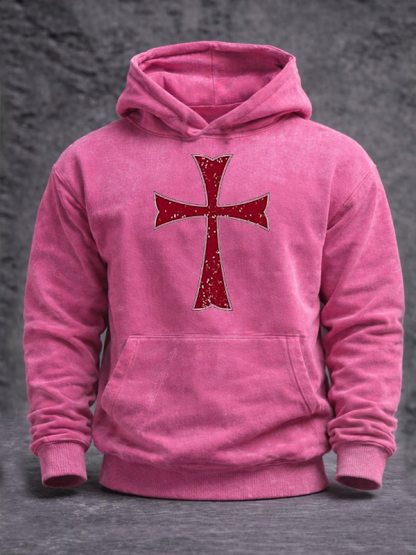 Knights Templar Crusader Cross Jesus God Christian Washed Hoodie