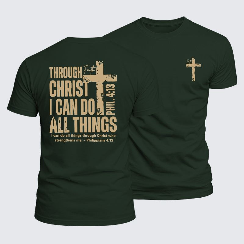 Through Christ I Can Do All Things Jesus God Christian  – Luxe Mercerized Interlock Cotton Tee