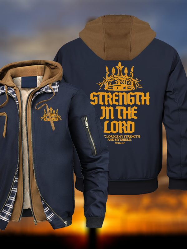 Strength In The Lord Warm Hooded Bomber Jacket