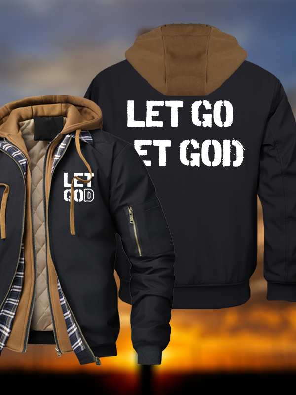 Let Go And Let God Warm Hooded Bomber Jacket