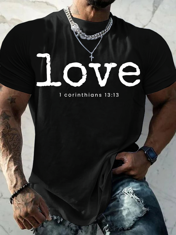 Love 1 Corinthians 13:13 Jesus God Christian Cotton T-Shirt