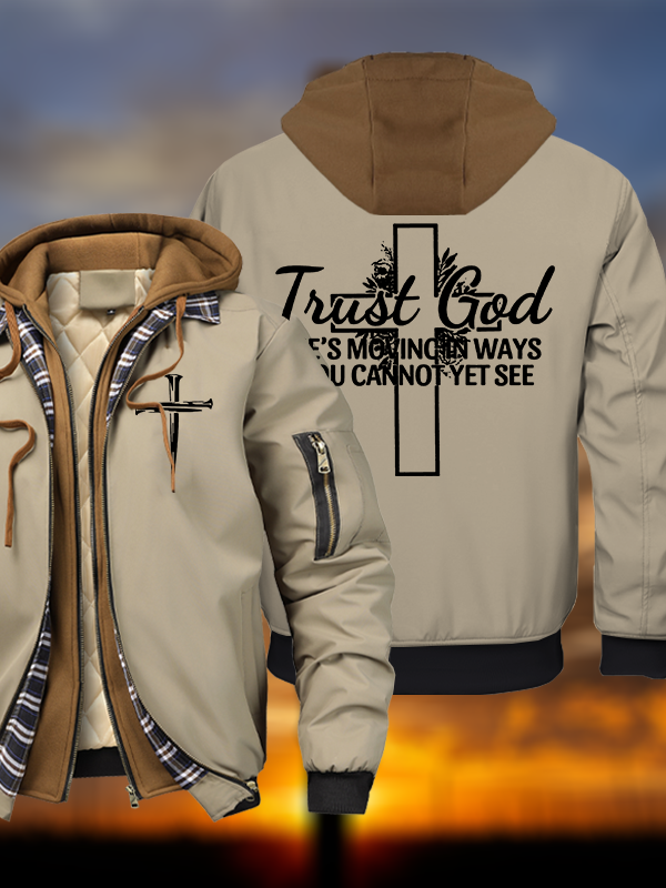 Trust God Warm Hooded Bomber Jacket