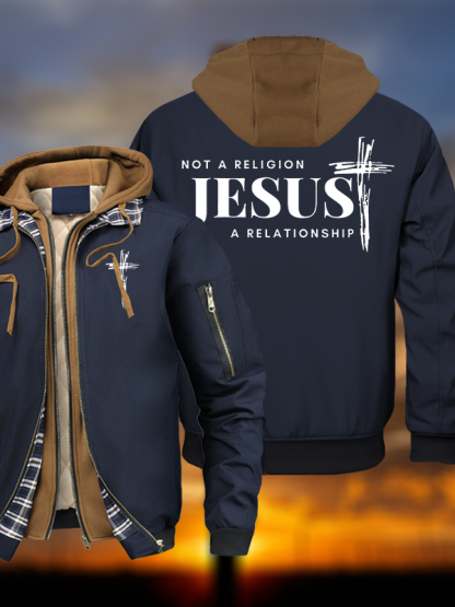 It’S Not Religion It’S A Relationship Warm Hooded Bomber Jacket