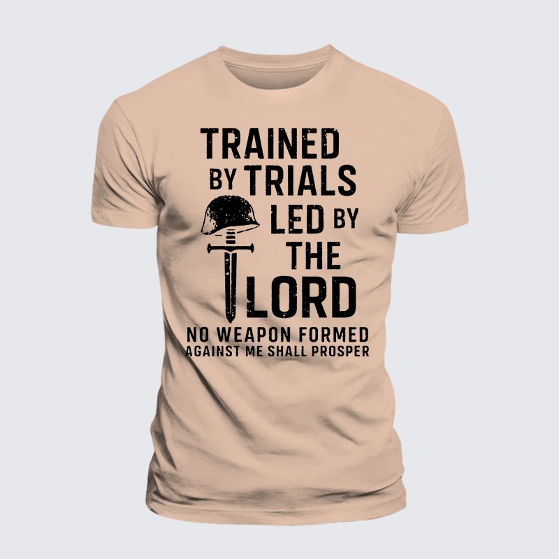Trained By Trials Led By The Lord Jesus God Christian Premium Mercerized Cotton Tee
