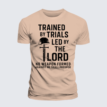 Trained By Trials Led By The Lord Jesus God Christian Premium Mercerized Cotton Tee