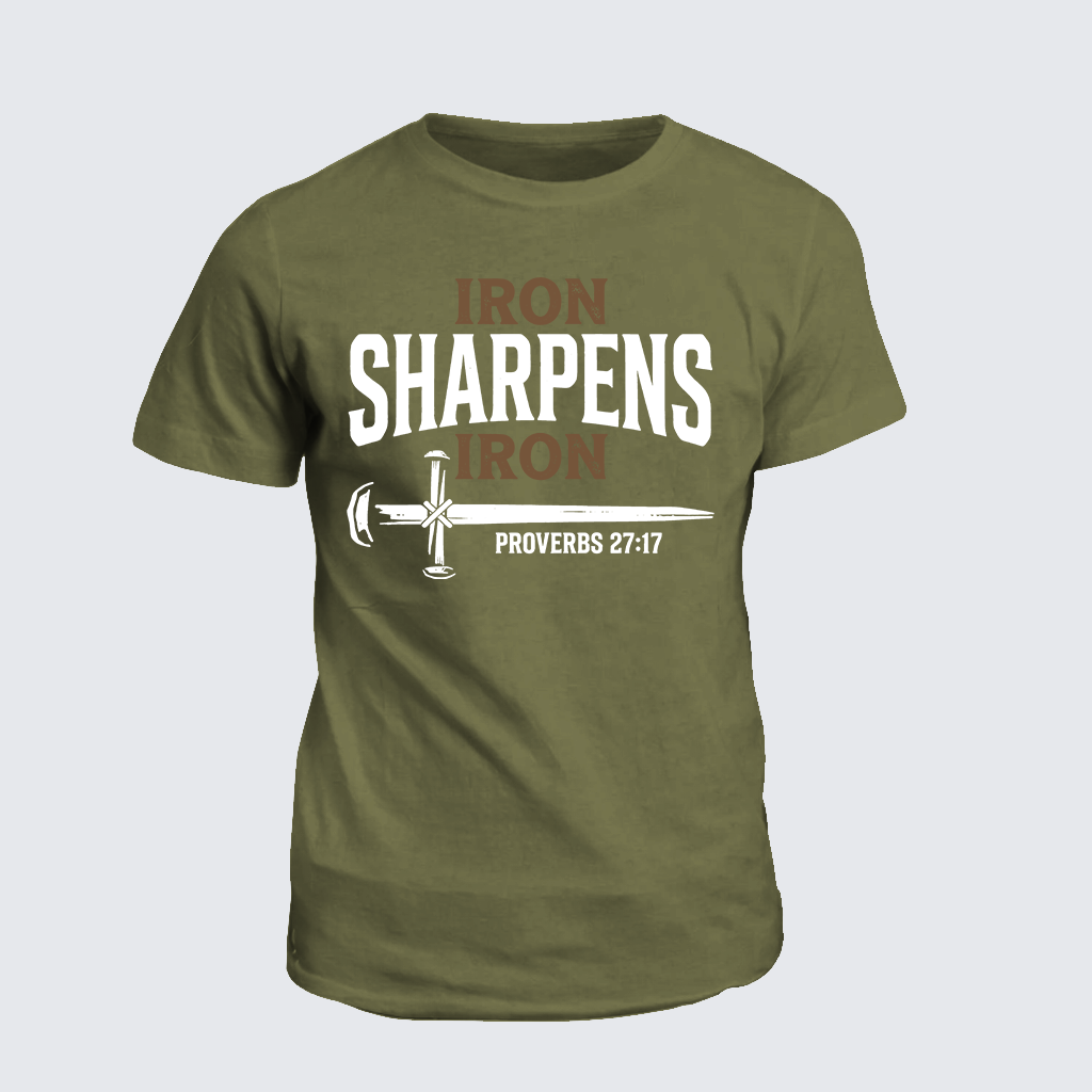Iron Sharpens Iron - Proverbs 27:17 Jesus God Christian Cotton T-Shirt