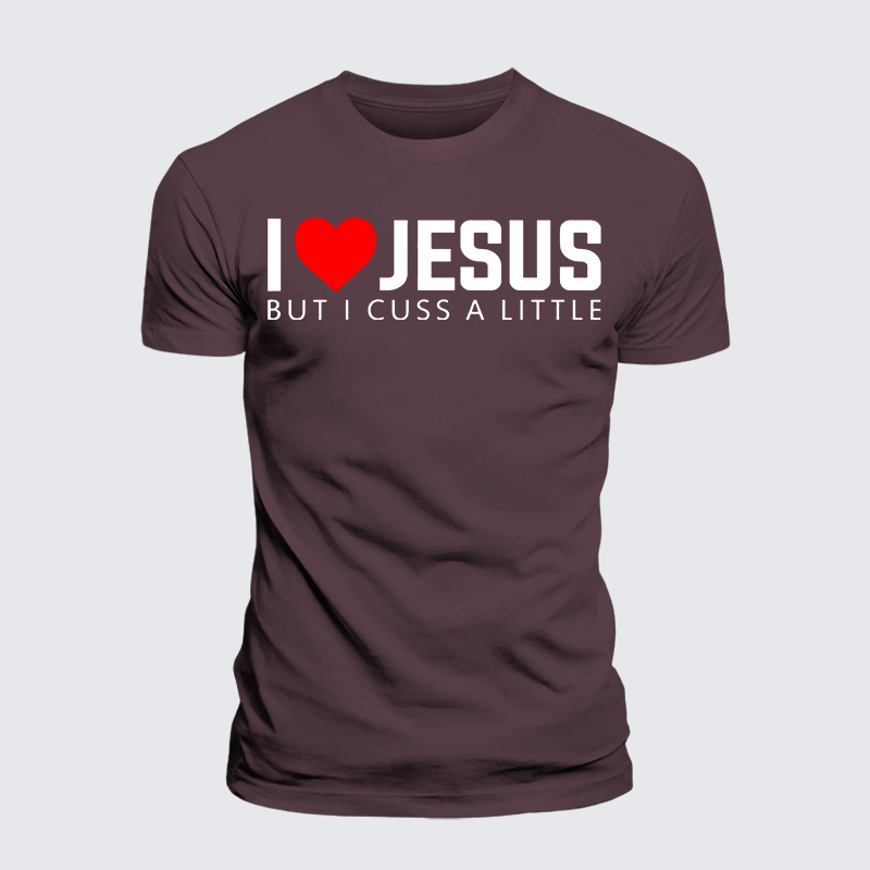 I Love Jesus But I Cuss A Little Jesus God Christian Premium Mercerized Cotton Tee