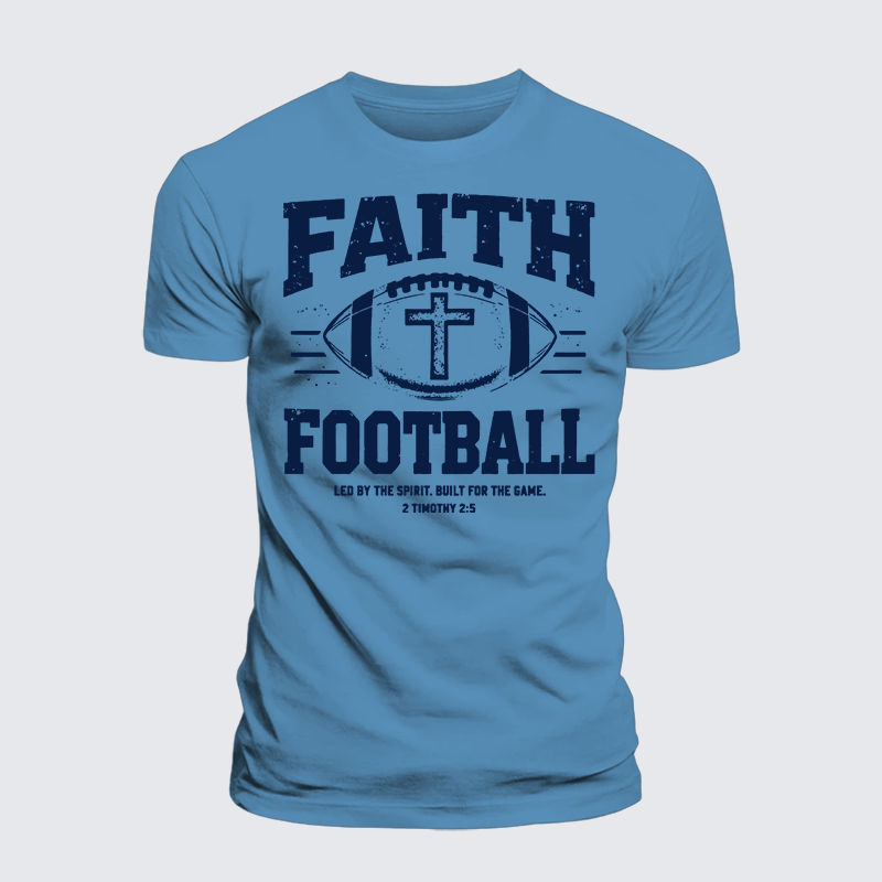 FAITH & FOOTBALL Jesus God Christian Premium Mercerized Cotton Tee