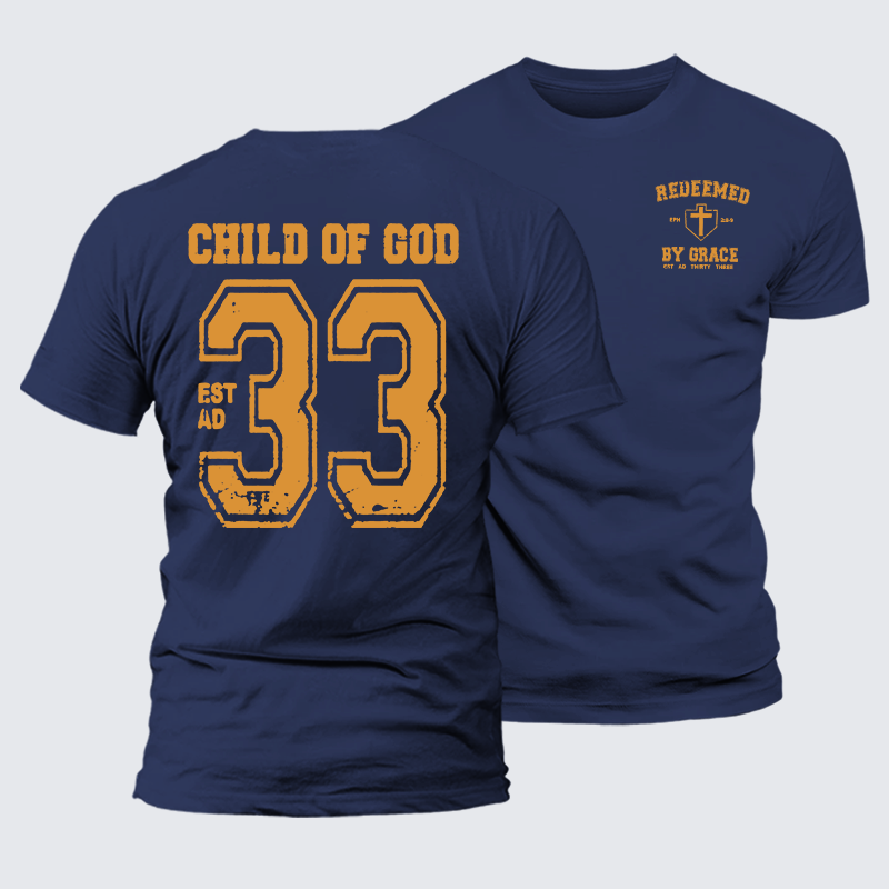 Redeemed By Grace Jesus God Christian Premium Mercerized Cotton Tee