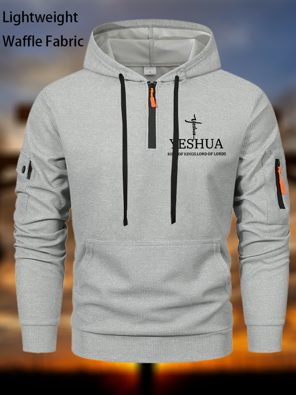 Yeshua King Of Kings Lord Of Lords Waffle Fabric Zipper Hoodies