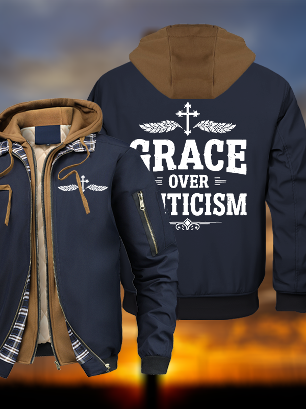 Grace Over Criticism Warm Hooded Bomber Jacket