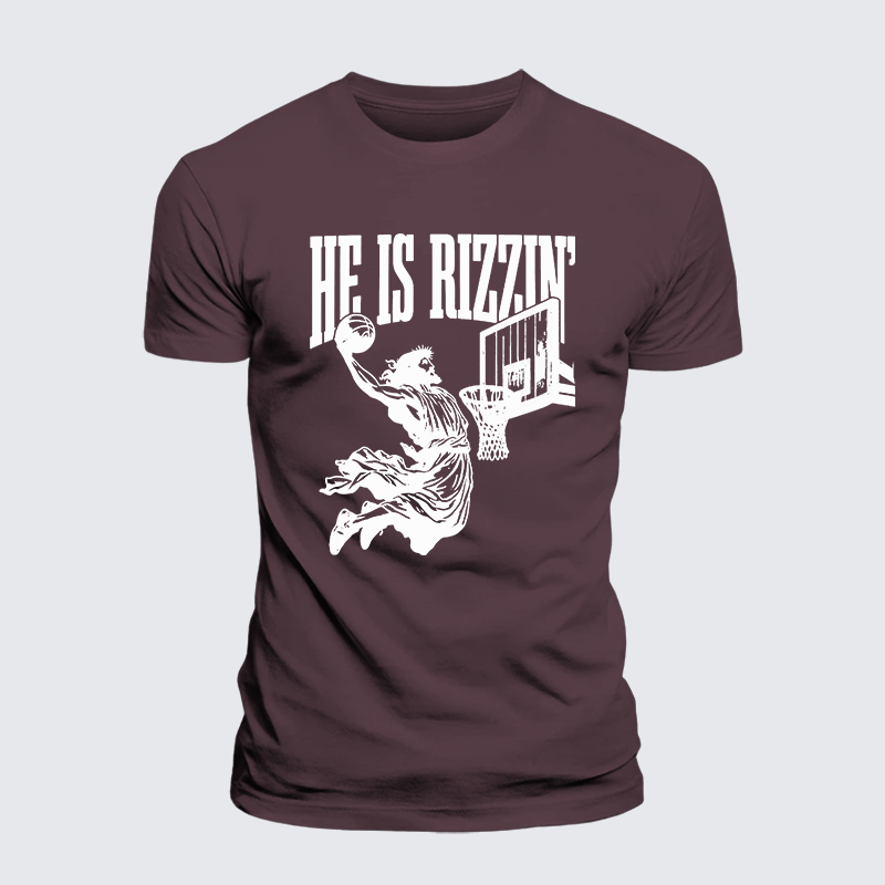 He Is Rizzin Jesus God Christian Premium Mercerized Cotton Tee