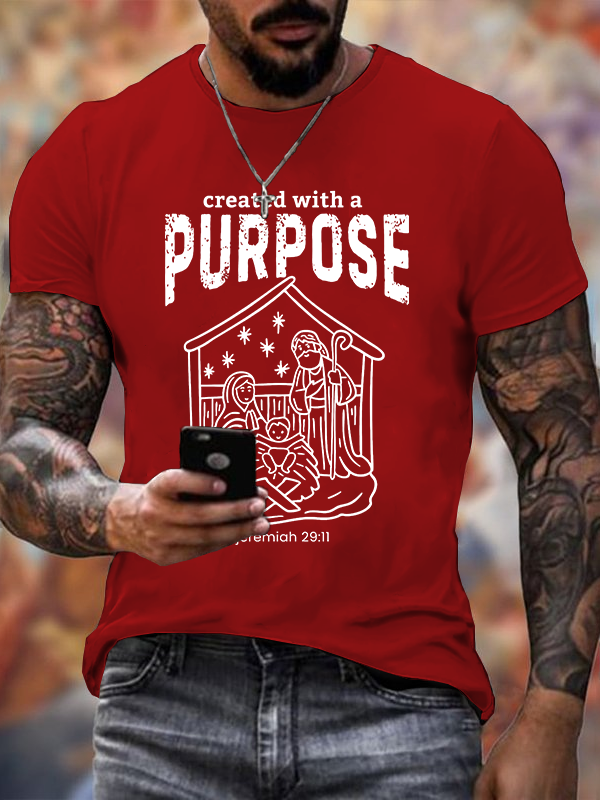Created With A Purpose Jesus God Christian Cotton T-Shirt