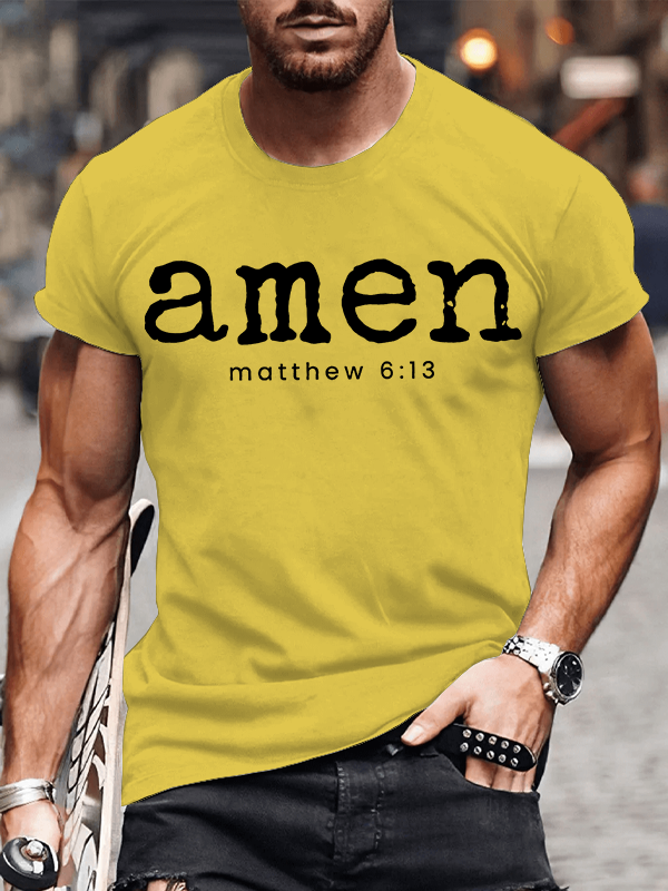 Amen Matthew 6:13 Jesus God Christian Cotton T-Shirt