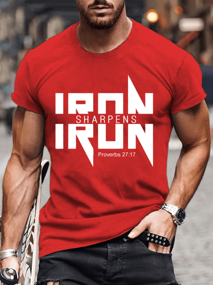 IRON SHARPENS IRON Proverbs 27:17 Christian Cotton T-shirt