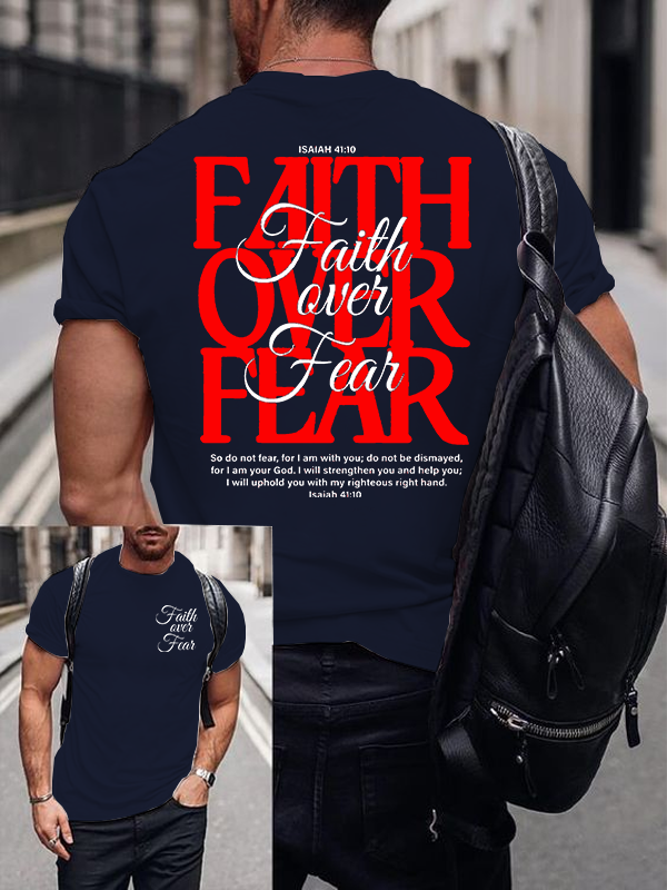 Faith Over Fear Jesus God Christian Cotton T-Shirt