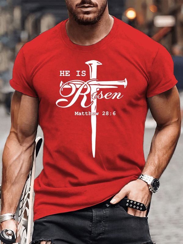 He Is Risen Jesus God Christian Cotton T-Shirt