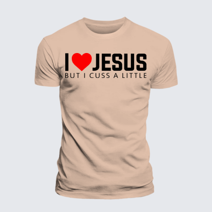 I Love Jesus But I Cuss A Little Jesus God Christian Premium Mercerized Cotton Tee