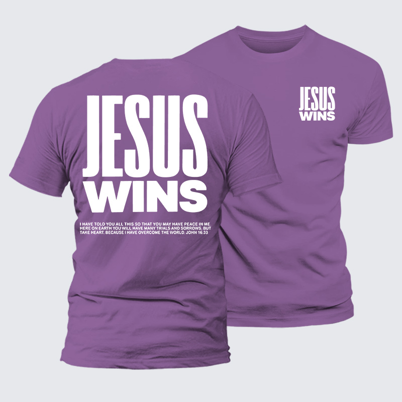 Jesus Wins Jesus God Christian Premium Mercerized Cotton Tee