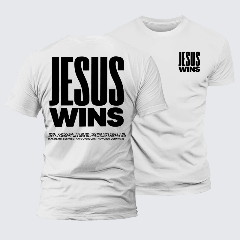 Jesus Wins Jesus God Christian Premium Mercerized Cotton Tee