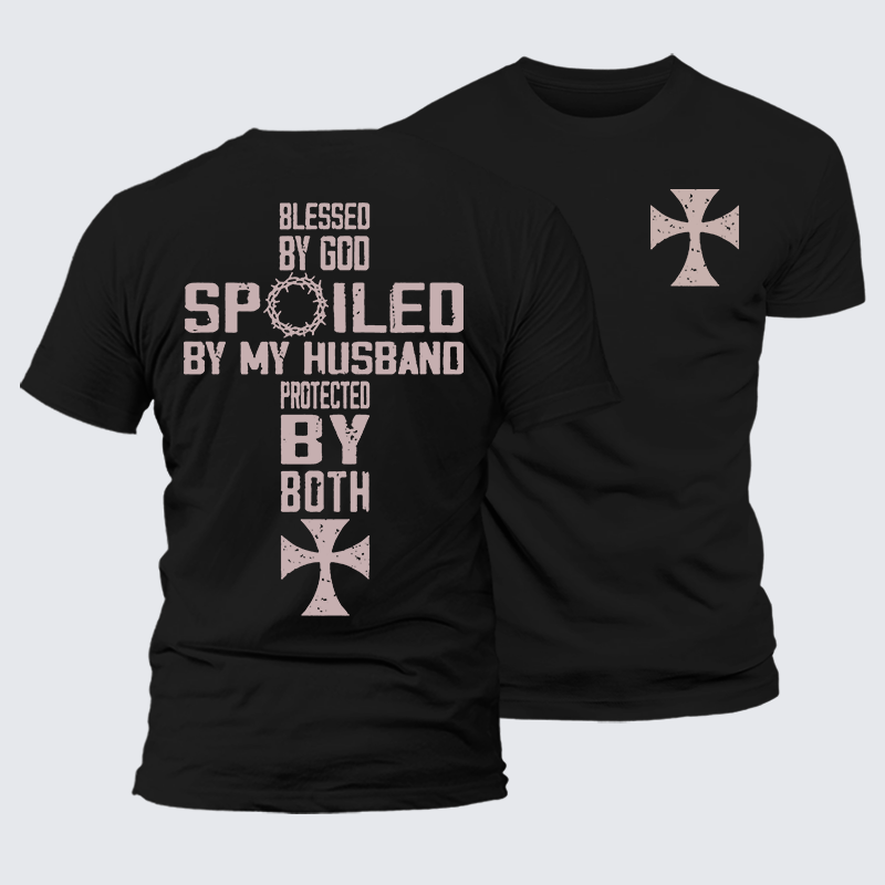 God And Husband Protected Jesus God Christian Premium Mercerized Cotton Tee