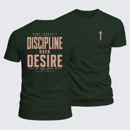 Deny Yourself Discipline Over Desire Jesus God Christian  – Luxe Mercerized Interlock Cotton Tee