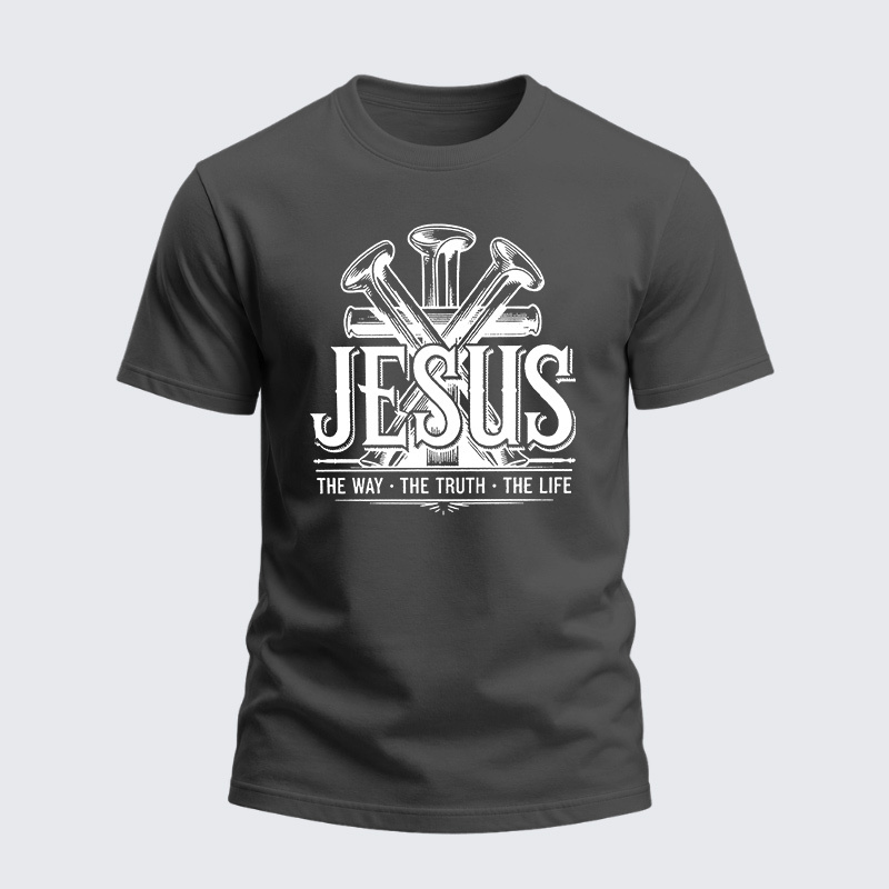 Heavyweight Cotton Tee - Jesus The Way The Truth The Life
