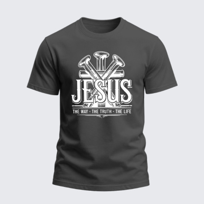 Heavyweight Cotton Tee - Jesus The Way The Truth The Life