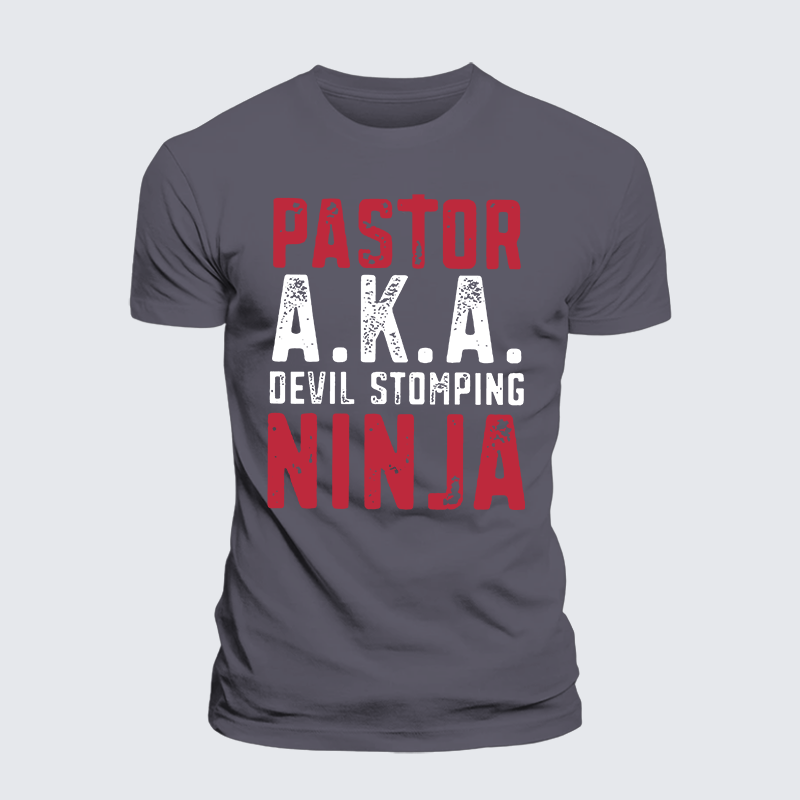 Pastor Aka Devil Stomping Ninja Jesus God Christian Premium Mercerized Cotton Tee