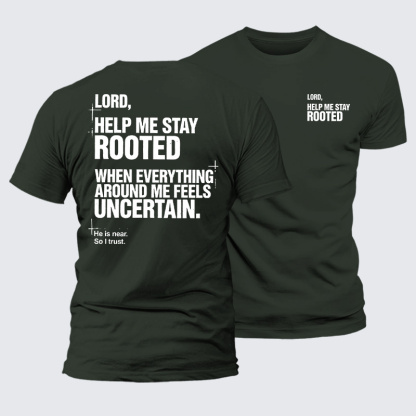 Lord Help Me Stay Rooted Jesus God Christian Premium Mercerized Cotton Tee