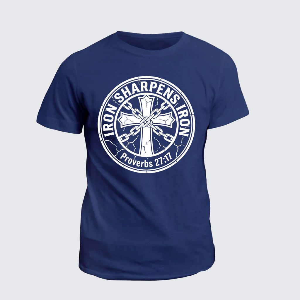 Iron Sharpens Iron - Proverbs 27:17 Jesus God Christian Cotton T-Shirt