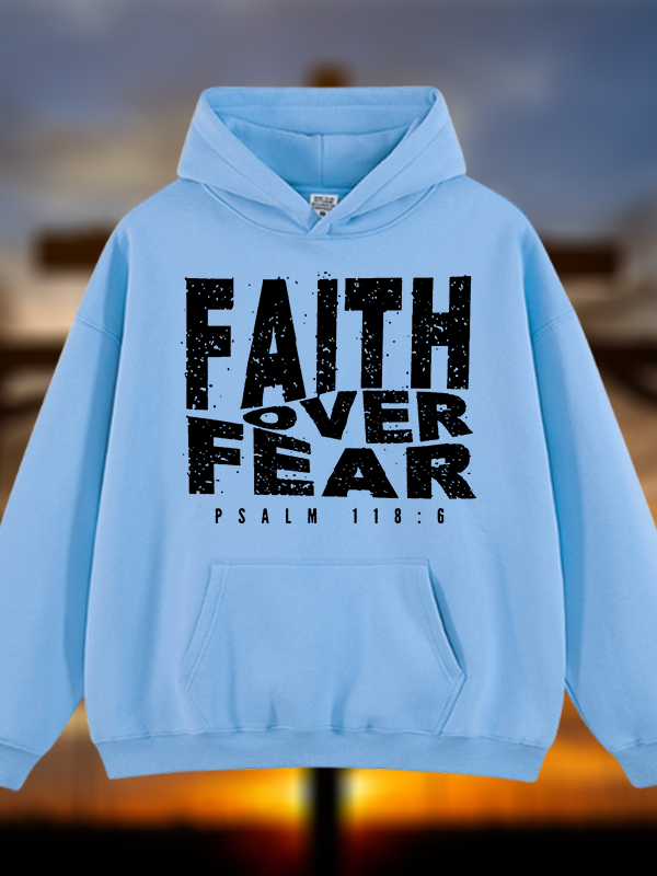 Faith Over Fear Jesus God Christian Plush Fleece-Lined Hoodie