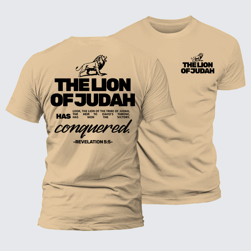 The Lion Of Judah Jesus God Christian Premium Mercerized Cotton Tee