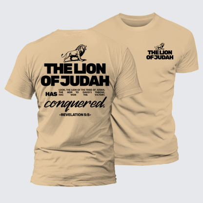 The Lion Of Judah Jesus God Christian Premium Mercerized Cotton Tee