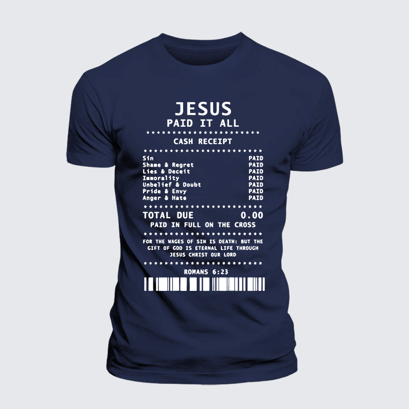 Jesus Paid It All Jesus God Christian Premium Mercerized Cotton Tee