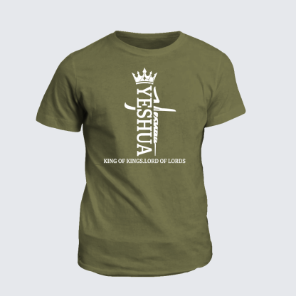 Yeshua King Of Kings Lord Of Lords Jesus God Christian Cotton T-Shirt