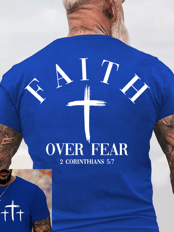 Faith Over Fear Jesus God Christian Cotton T-Shirt