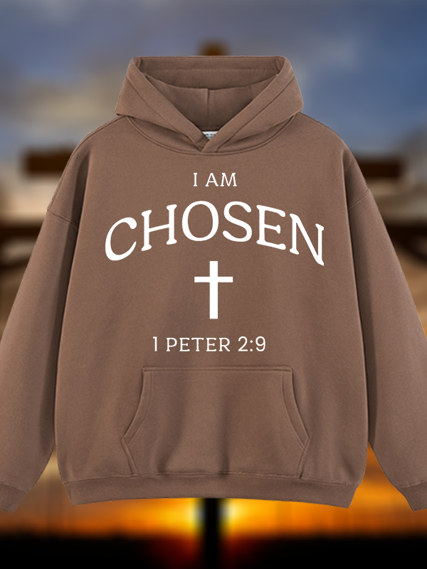 I Am Chosen Jesus God Christian Plush Fleece-Lined Hoodie