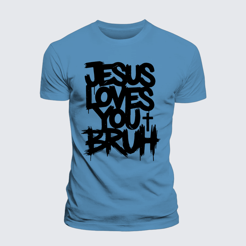 Jesus Loves You Bruh Jesus God Christian Premium Mercerized Cotton Tee