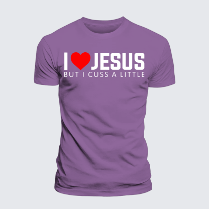 I Love Jesus But I Cuss A Little Jesus God Christian Premium Mercerized Cotton Tee