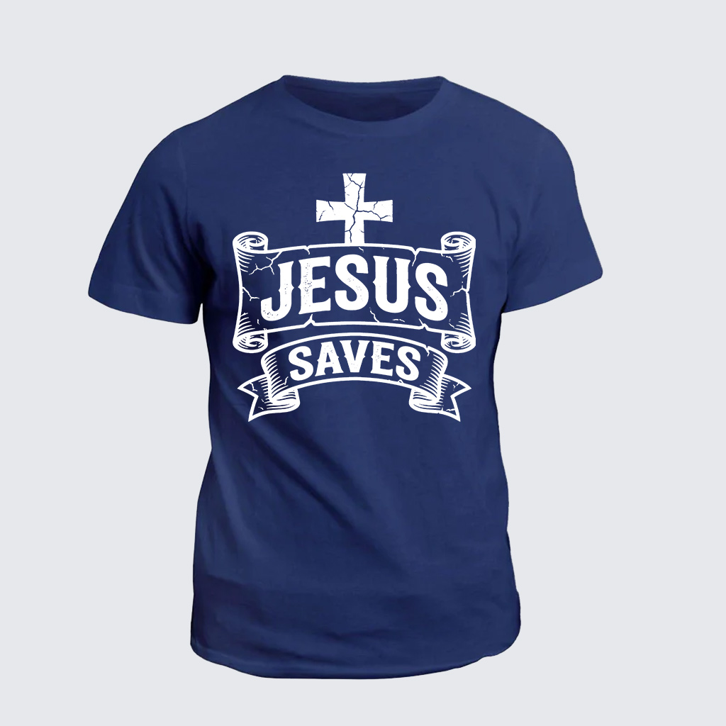 Jesus Saves Jesus God Christian Cotton T-Shirt