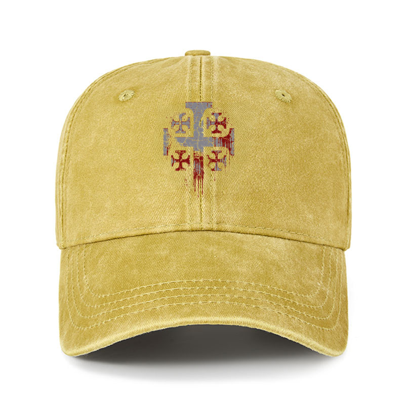 Heritage Washed Cap - Deus Vult - Yellow (front)
